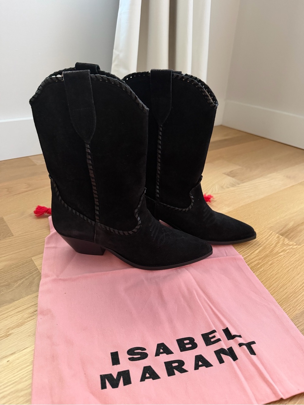 New Isabel Marant Black Suede Western Duerto Boots 40